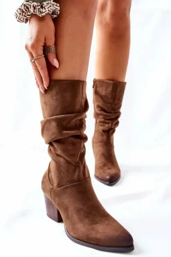 Damskie Kozaki Zamszowe Vinceza 58597 Brązowe