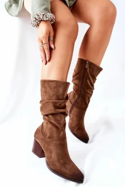 Damskie Kozaki Zamszowe Vinceza 58597 Brązowe