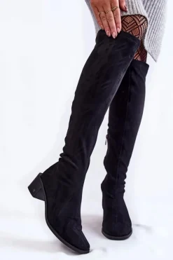 Damskie Kozaki Zamszowe Za Kolano Czarne Hessa