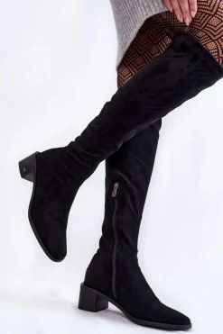 Damskie Kozaki Zamszowe Za Kolano Czarne Hessa
