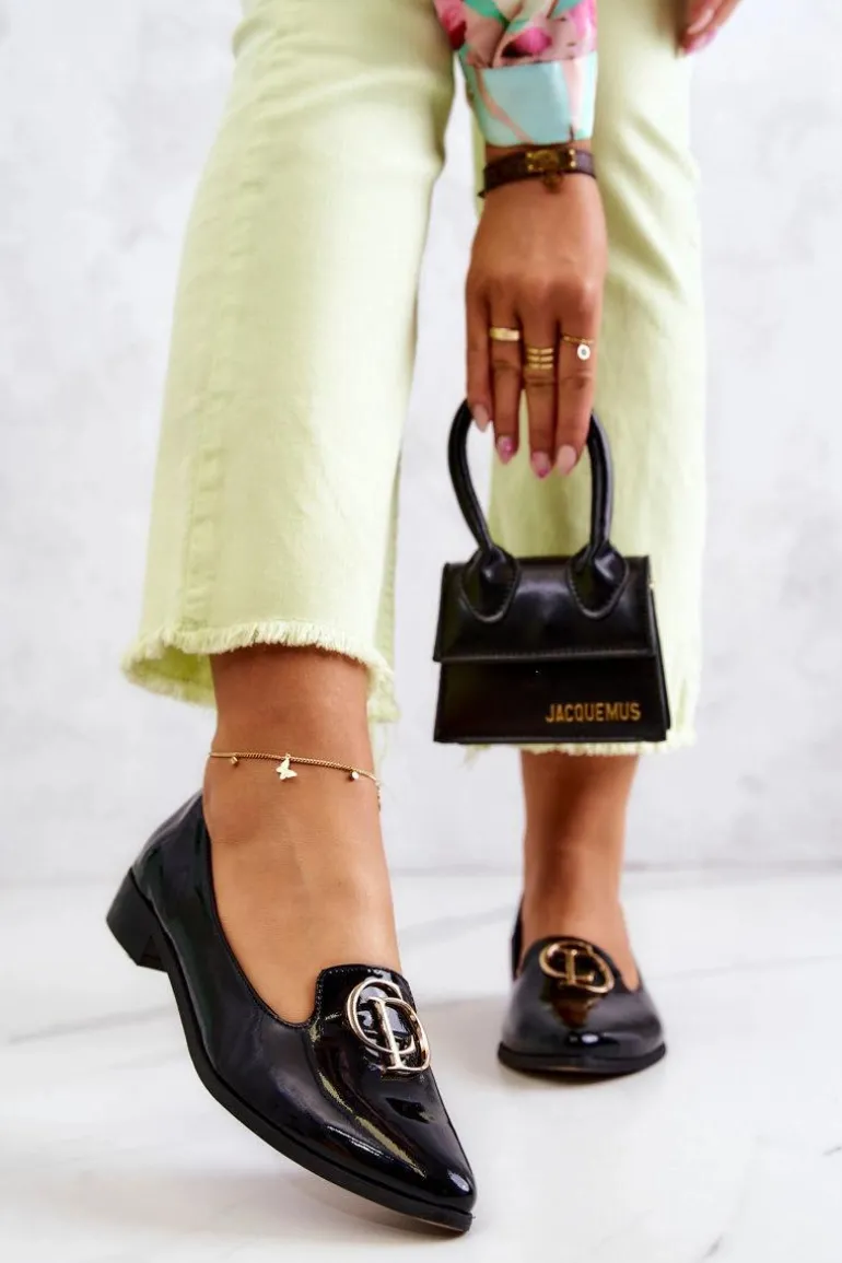 Damskie Lakierowane Mokasyny Lordsy Nicole 2712/035 Czarne