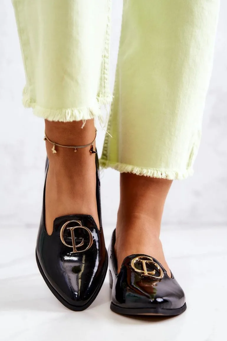 Damskie Lakierowane Mokasyny Lordsy Nicole 2712/035 Czarne