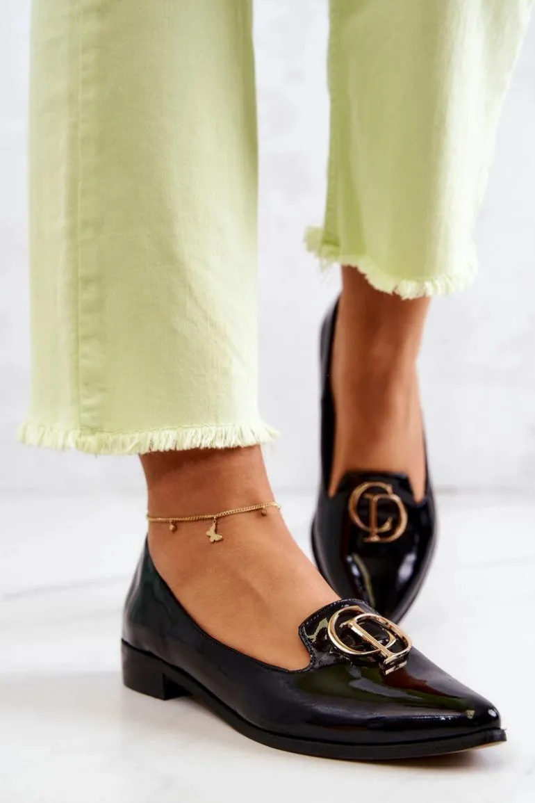 Damskie Lakierowane Mokasyny Lordsy Nicole 2712/035 Czarne