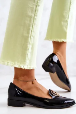 Damskie Lakierowane Mokasyny Lordsy Nicole 2712/035 Czarne