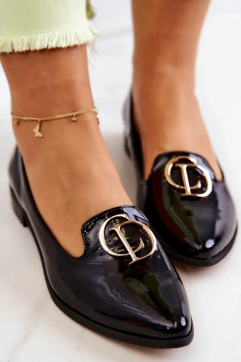 Damskie Lakierowane Mokasyny Lordsy Nicole 2712/035 Czarne