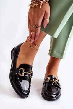 Damskie Lakierowane Mokasyny Czarne Coriso