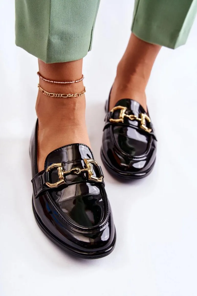 Damskie Lakierowane Mokasyny Czarne Coriso