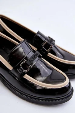 Damskie Lakierowane Półbuty Mokasyny S.Barski HY336A Czarne