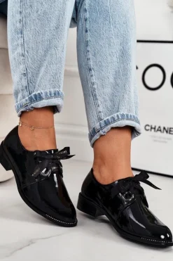 Damskie Lakierowane Półbuty Laura Messi 2044 Czarne