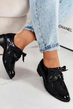 Damskie Lakierowane Półbuty Laura Messi 2044 Czarne