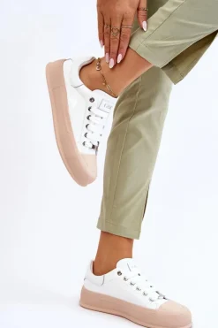 Damskie Lakierowane Trampki Na Platformie GOE LL2N4020 Białe