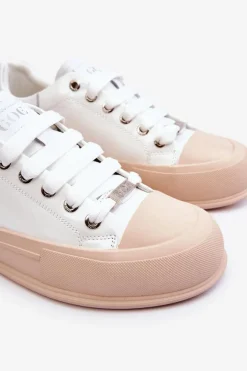 Damskie Lakierowane Trampki Na Platformie GOE LL2N4020 Białe