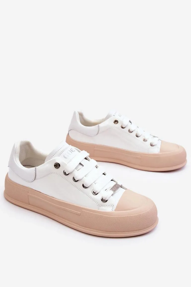 Damskie Lakierowane Trampki Na Platformie GOE LL2N4020 Białe