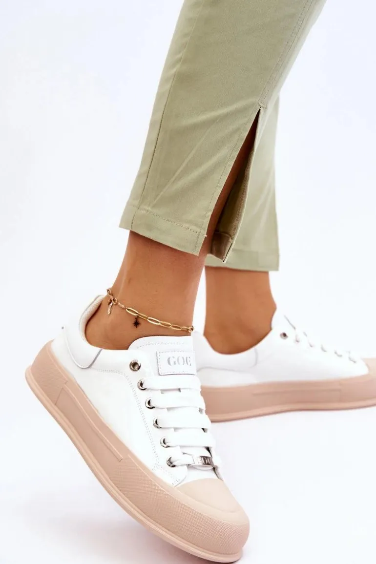 Damskie Lakierowane Trampki Na Platformie GOE LL2N4020 Białe