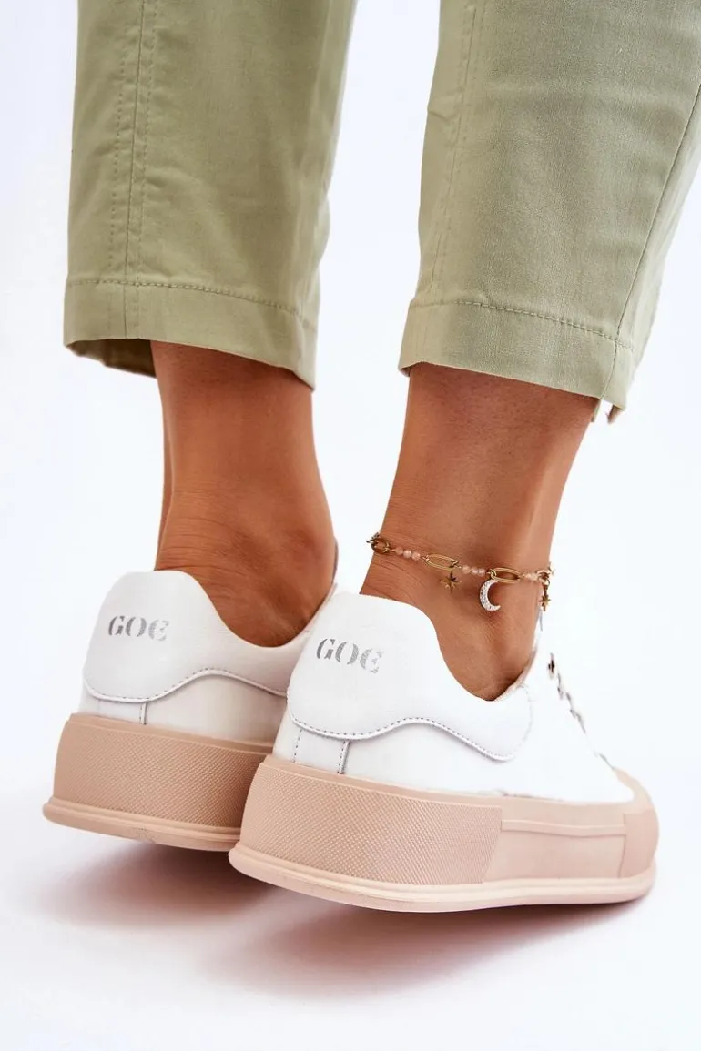 Damskie Lakierowane Trampki Na Platformie GOE LL2N4020 Białe