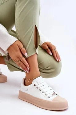 Damskie Lakierowane Trampki Na Platformie GOE LL2N4020 Białe