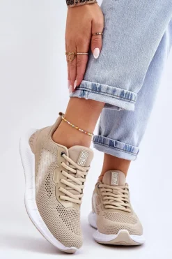 Damskie Lekkie Buty Sportowe Memory Foam System Big Star LL274294 Beżowe