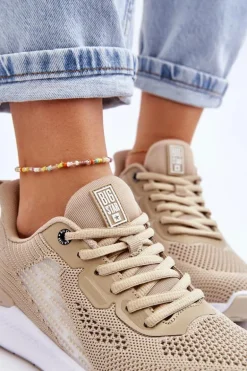 Damskie Lekkie Buty Sportowe Memory Foam System Big Star LL274294 Beżowe