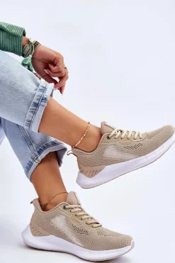 Damskie Lekkie Buty Sportowe Memory Foam System Big Star LL274294 Beżowe