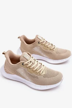 Damskie Lekkie Buty Sportowe Memory Foam System Big Star LL274294 Beżowe