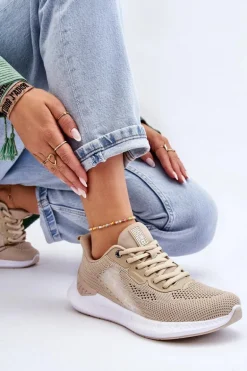 Damskie Lekkie Buty Sportowe Memory Foam System Big Star LL274294 Beżowe