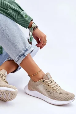 Damskie Lekkie Buty Sportowe Memory Foam System Big Star LL274294 Beżowe