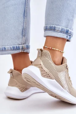 Damskie Lekkie Buty Sportowe Memory Foam System Big Star LL274294 Beżowe