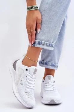 Damskie Lekkie Buty Sportowe Memory Foam System Big Star LL274297 Białe