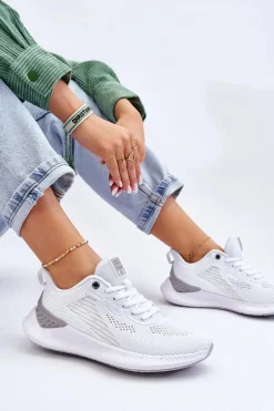 Damskie Lekkie Buty Sportowe Memory Foam System Big Star LL274297 Białe