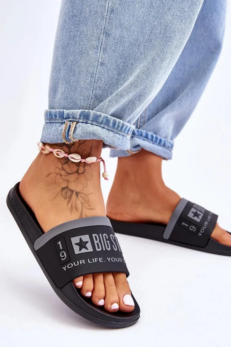 Damskie Lekkie Klapki Big Star LL274732 Czarne