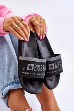 Damskie Lekkie Klapki Big Star LL274732 Czarne