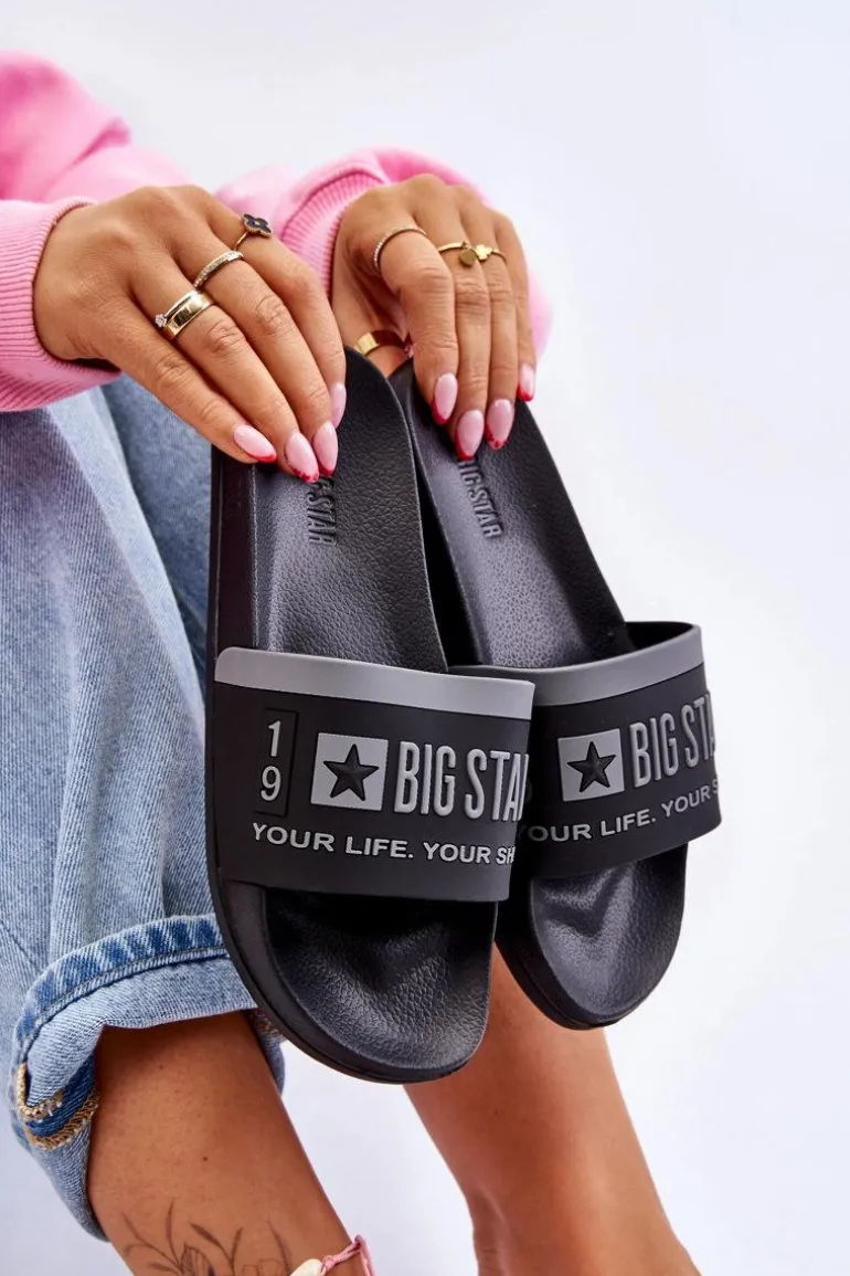 Damskie Lekkie Klapki Big Star LL274732 Czarne