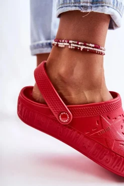 Damskie Lekkie Klapki Big Star II275004 Czerwone