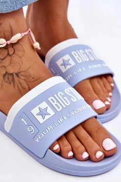 Damskie Lekkie Klapki Big Star LL274734 Jasnoniebieskie