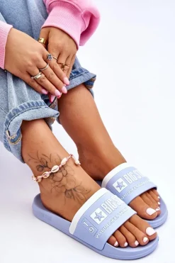 Damskie Lekkie Klapki Big Star LL274734 Jasnoniebieskie