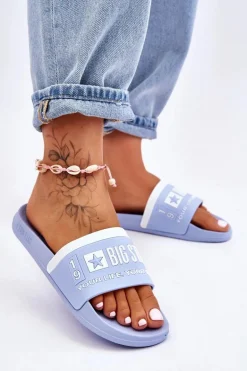 Damskie Lekkie Klapki Big Star LL274734 Jasnoniebieskie