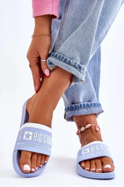 Damskie Lekkie Klapki Big Star LL274734 Jasnoniebieskie