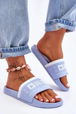 Damskie Lekkie Klapki Big Star LL274734 Jasnoniebieskie