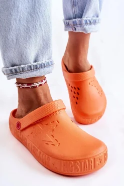 Damskie Lekkie Klapki Big Star II275005 Pomarańczowe