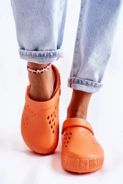 Damskie Lekkie Klapki Big Star II275005 Pomarańczowe