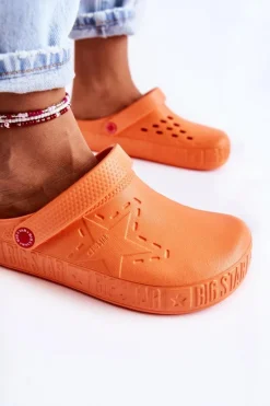 Damskie Lekkie Klapki Big Star II275005 Pomarańczowe