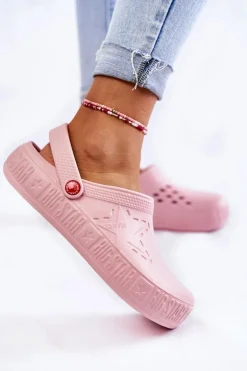 Damskie Lekkie Klapki Chodaki Big Star II275008 Różowe