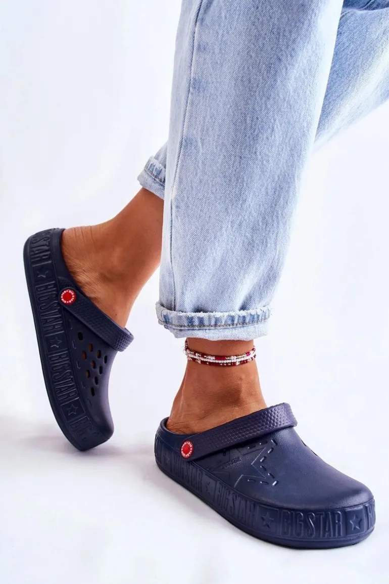 Damskie Lekkie Klapki Chodaki Big Star II275002 Granatowe