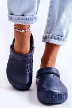 Damskie Lekkie Klapki Chodaki Big Star II275002 Granatowe