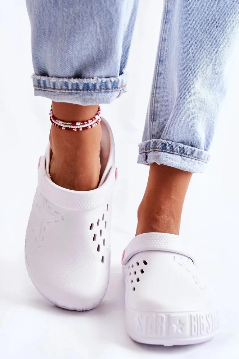 Damskie Lekkie Klapki Chodaki Big Star II275003 Białe