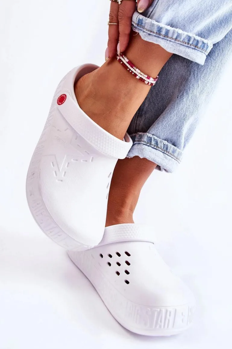 Damskie Lekkie Klapki Chodaki Big Star II275003 Białe