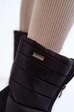 Damskie Lekkie Ocieplane Śniegowce Progress PROGJ-22-129 Czarne