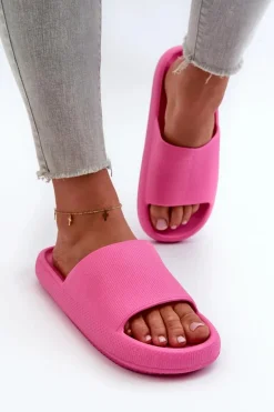 Damskie Lekkie Piankowe Klapki Na Grubej Podeszwie Różowe Querceria