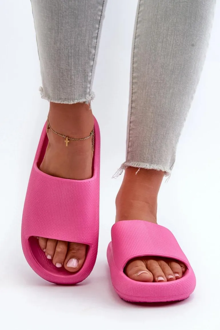 Damskie Lekkie Piankowe Klapki Na Grubej Podeszwie Różowe Querceria