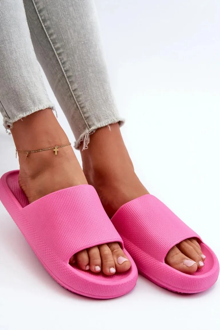 Damskie Lekkie Piankowe Klapki Na Grubej Podeszwie Różowe Querceria